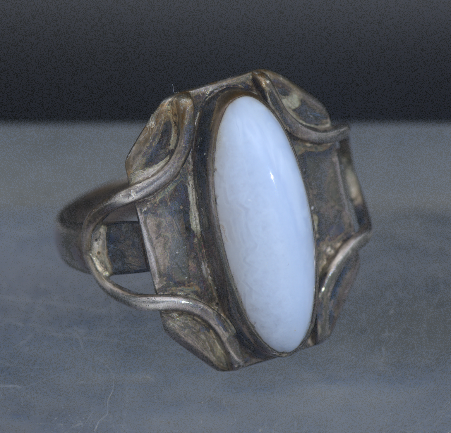 Vintage Handmade Blue Lace Agate Sterling Silver Ring - Size 6