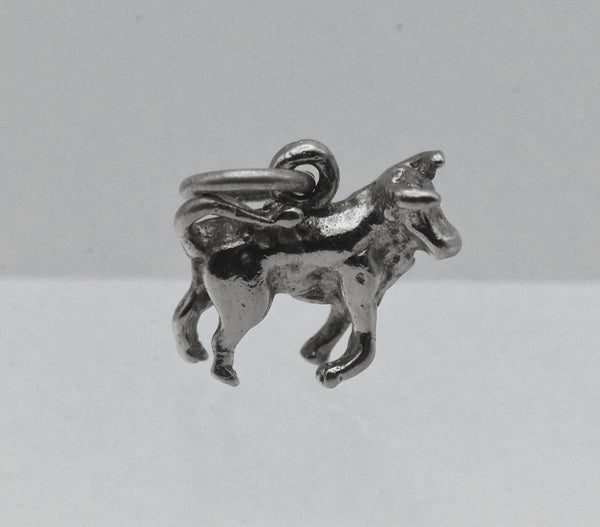 Vintage Silver Tone Metal Bull Charm