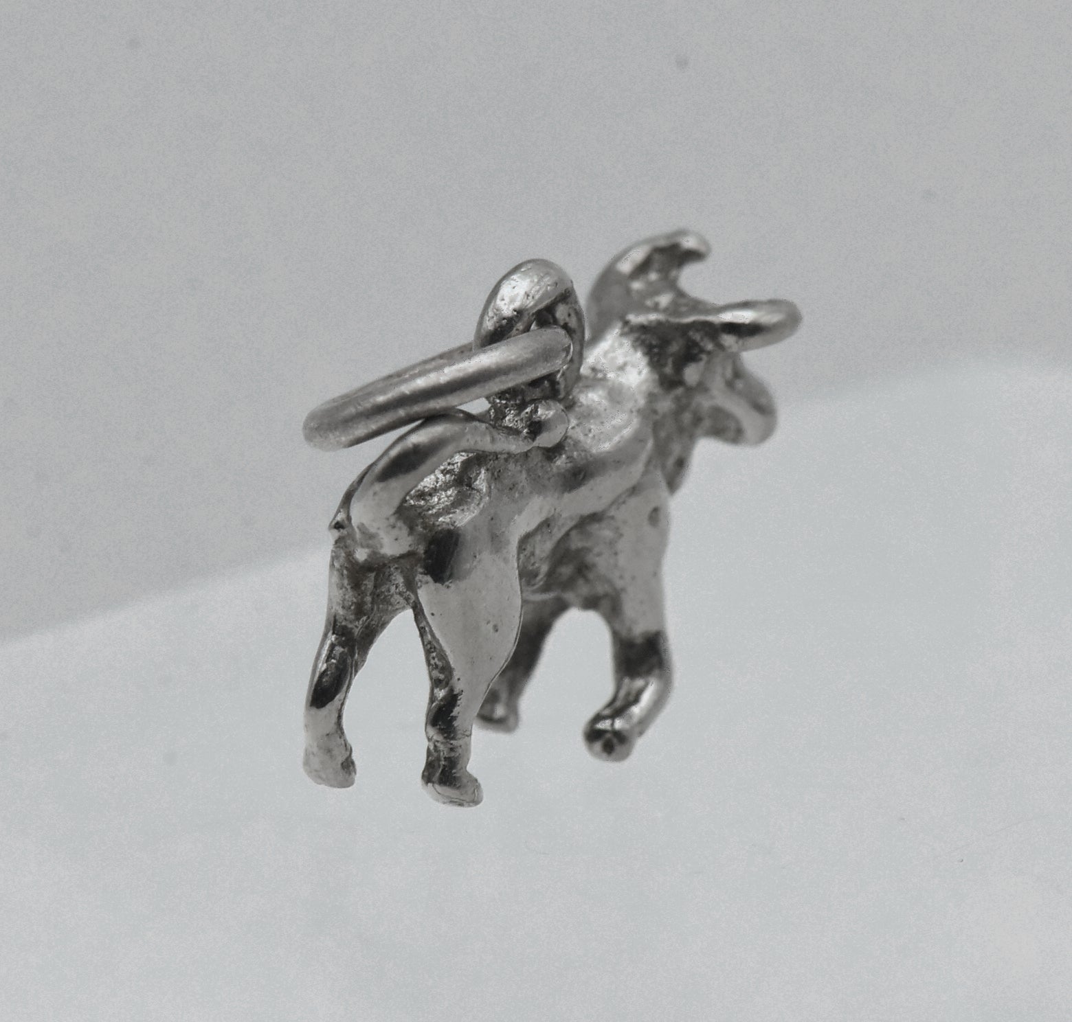 Vintage Silver Tone Metal Bull Charm