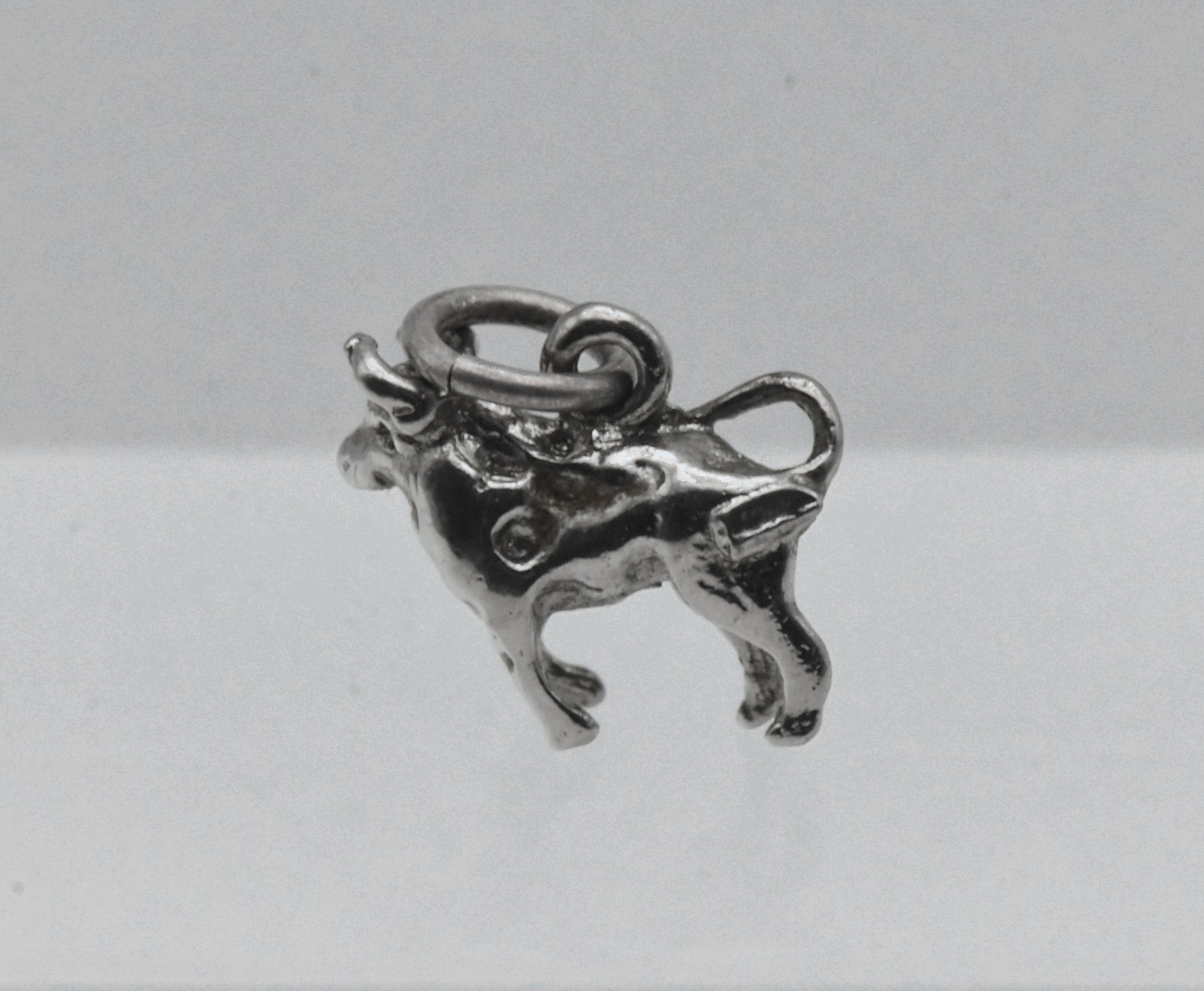 Vintage Silver Tone Metal Bull Charm