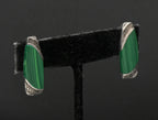 Boma - Vintage Sterling Silver Faux Malachite Clip On Earrings