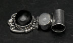 Vintage Handmade Black Onyx and Chalcedony Sterling Silver Pendant