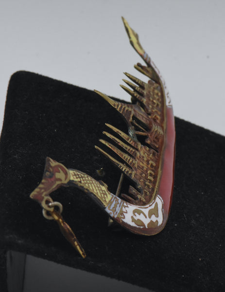 Vintage Siamese Dragon Boat Brooch