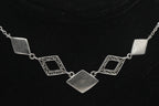 Vintage Sterling Silver Synthetic Blue Opal Chain Necklace with Extension Chain