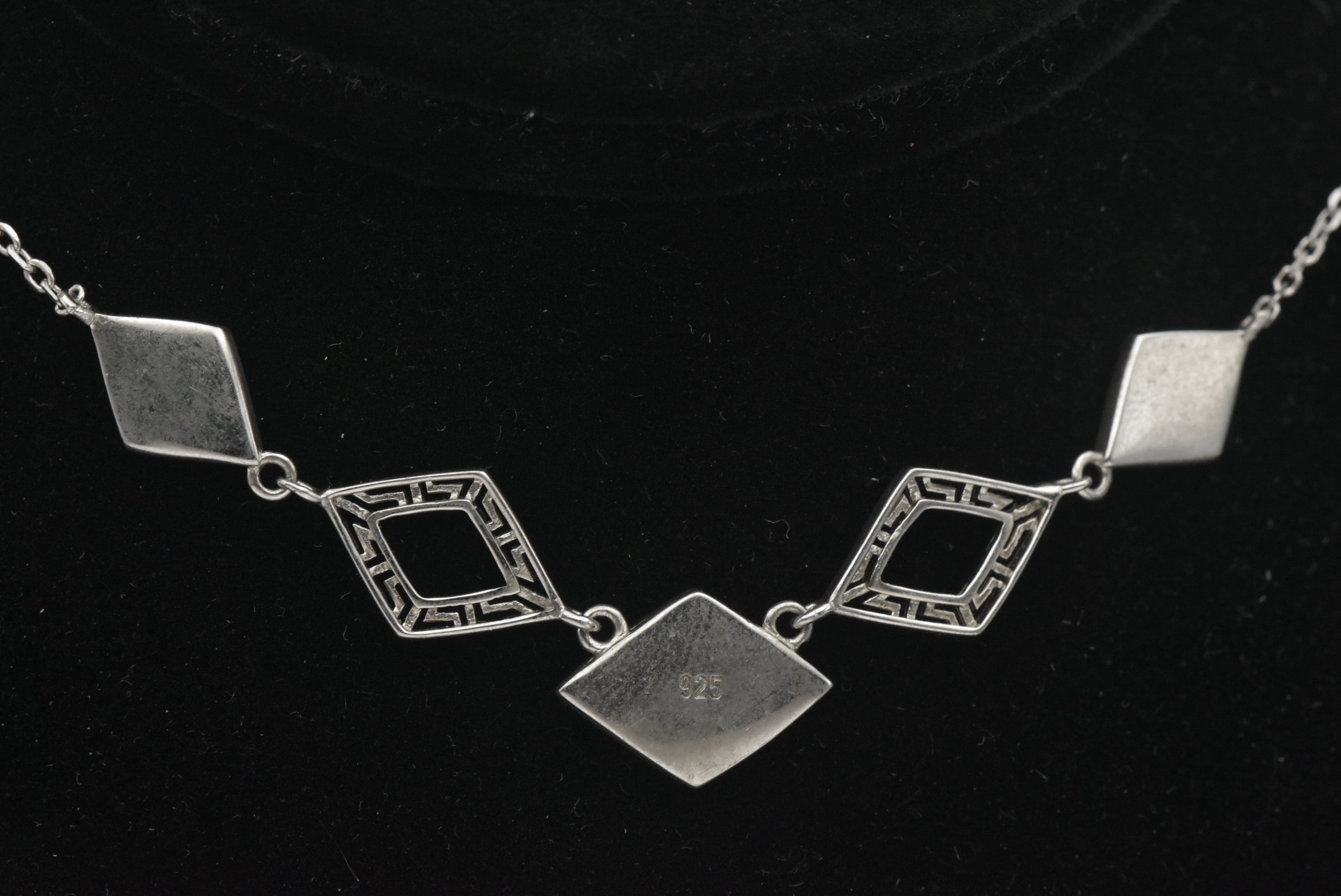 Vintage Sterling Silver Synthetic Blue Opal Chain Necklace with Extension Chain