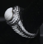 Judith Ripka - Sterling Silver Carved White Stone Heart Ring - Size 7