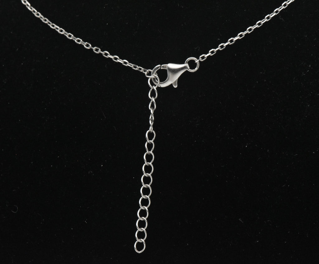 Vintage Sterling Silver Synthetic Blue Opal Chain Necklace with Extension Chain