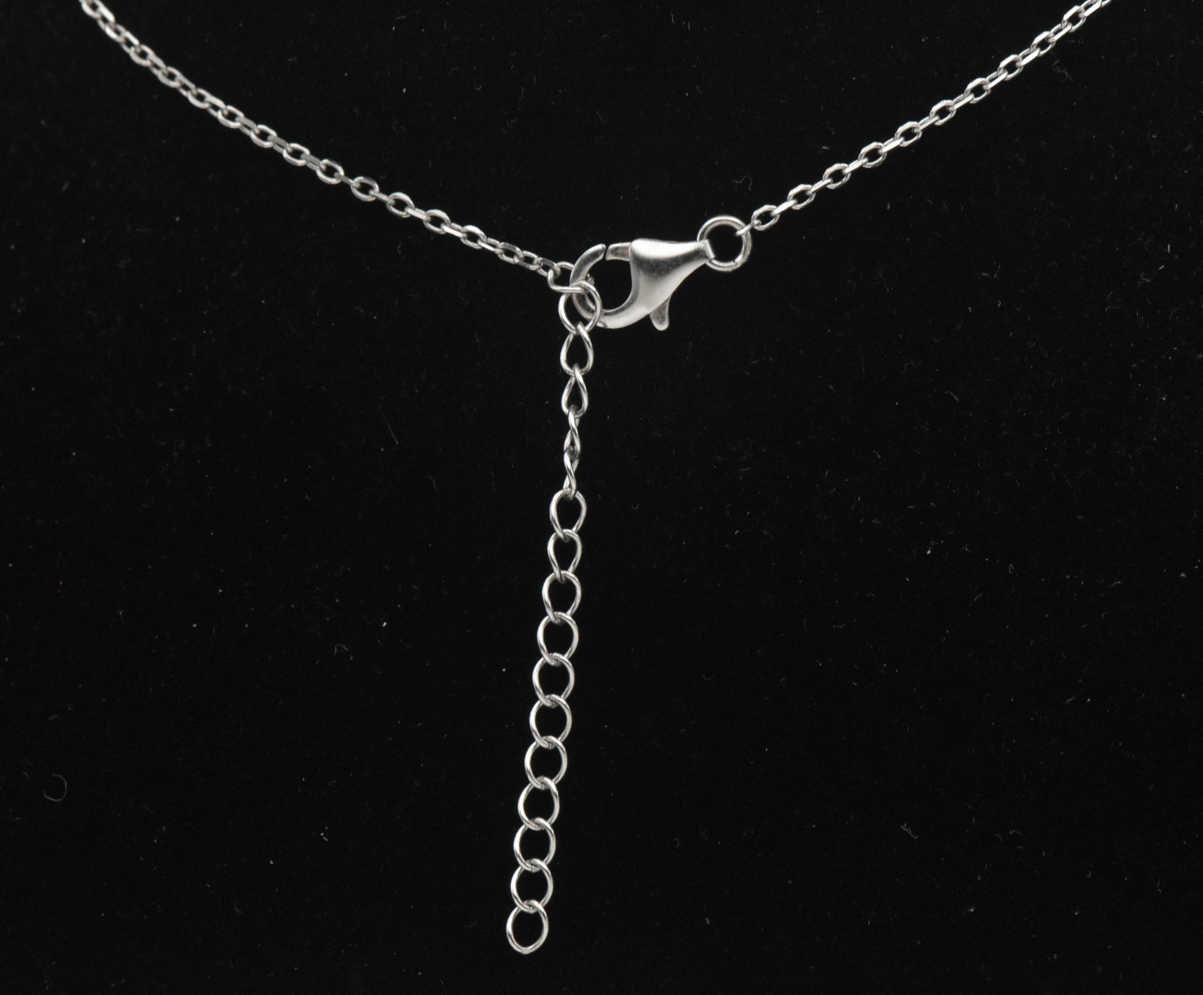 Vintage Sterling Silver Synthetic Blue Opal Chain Necklace with Extension Chain