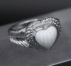 Judith Ripka - Sterling Silver Carved White Stone Heart Ring - Size 7