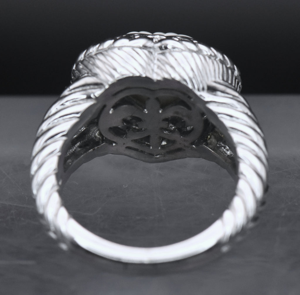 Judith Ripka - Sterling Silver Carved White Stone Heart Ring - Size 7