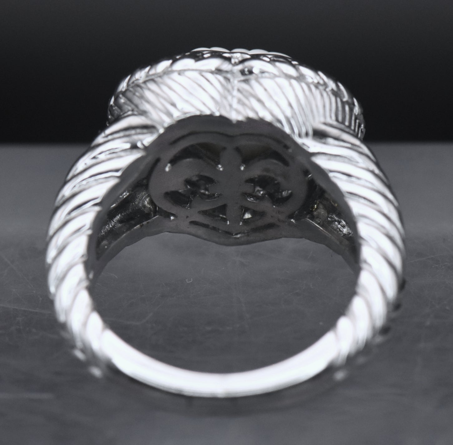 Judith Ripka - Sterling Silver Carved White Stone Heart Ring - Size 7
