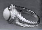 Judith Ripka - Sterling Silver Carved White Stone Heart Ring - Size 7