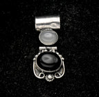 Vintage Handmade Black Onyx and Chalcedony Sterling Silver Pendant