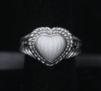 Judith Ripka - Sterling Silver Carved White Stone Heart Ring - Size 7
