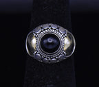 Vintage Handmade Sterling Silver and Gold Black Onyx Ring - Size 4