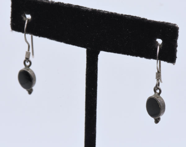 Boma - Vintage Sterling Silver and Black Onyx Dangle Earrings