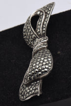 Vintage Sterling Silver and Marcasite Bow Brooch
