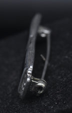 Vintage Sterling Silver, Black Onyx and Marcasite Bar Pin