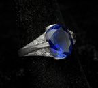 Vintage Synthetic Sapphire and Ruby with CZ Sterling Silver Ring - Size 8