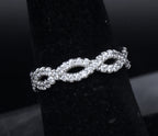 Sterling Silver Cubic Zirconia Braided Band - Size 6