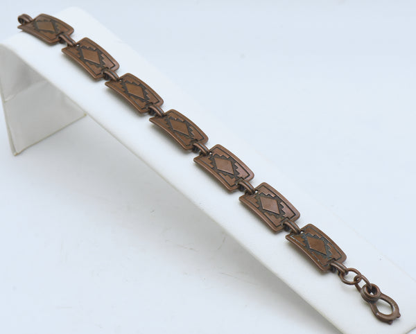 Vintage Copper Panel Link Bracelet - Read Description