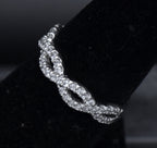 Sterling Silver Cubic Zirconia Braided Band - Size 6