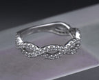 Sterling Silver Cubic Zirconia Braided Band - Size 6