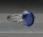 Vintage Synthetic Sapphire and Ruby with CZ Sterling Silver Ring - Size 8