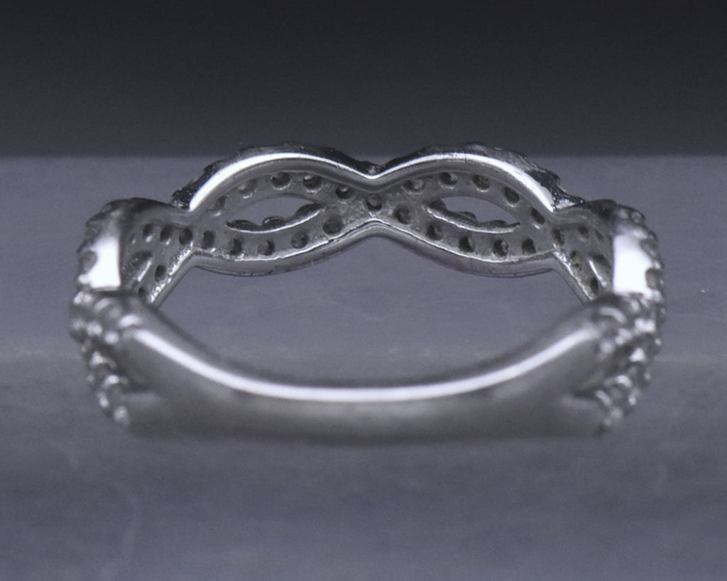 Sterling Silver Cubic Zirconia Braided Band - Size 6