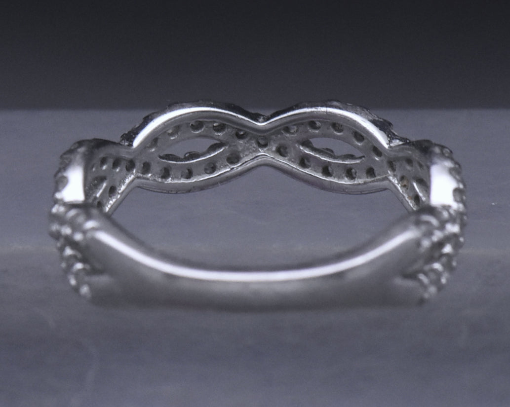 Sterling Silver Cubic Zirconia Braided Band - Size 6