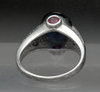 Vintage Synthetic Sapphire and Ruby with CZ Sterling Silver Ring - Size 8