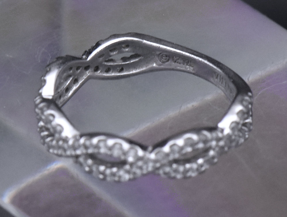 Sterling Silver Cubic Zirconia Braided Band - Size 6
