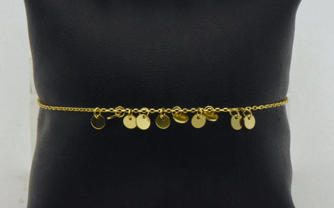 Vintage Gold Tone Sterling Silver Dangles Chain Bracelet Adjustable Size