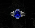 Vintage Synthetic Sapphire and Ruby with CZ Sterling Silver Ring - Size 8