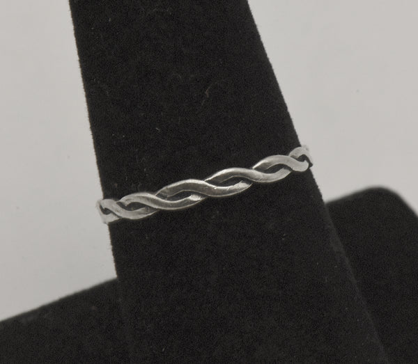 Vintage Braided Sterling Silver Band - Size 7.75