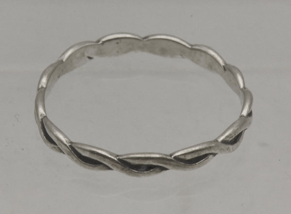 Vintage Braided Sterling Silver Band - Size 7.75