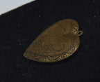 Vintage Brass Engraved Heart Pendant