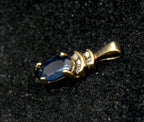 Vintage 10k Gold Sapphire and Diamonds Pendant