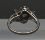 Vintage Sterling Silver Synthetic Sapphire and Diamonds Ring - Size 7.25
