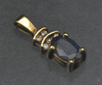 Vintage 10k Gold Sapphire and Diamonds Pendant
