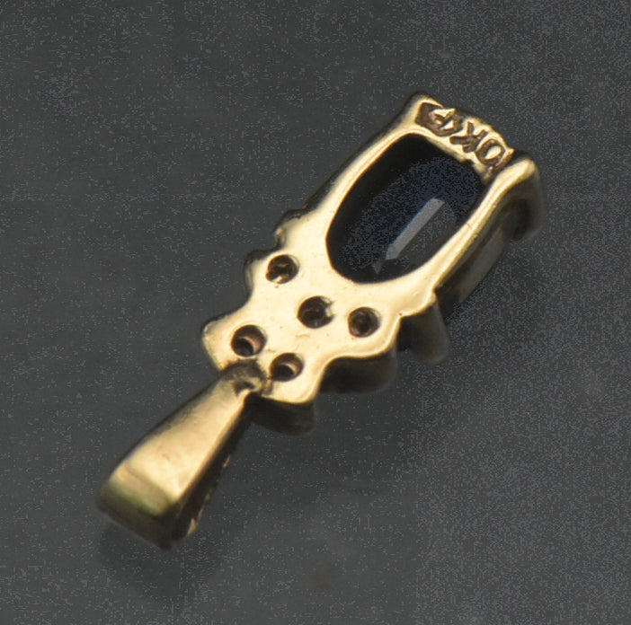 Vintage 10k Gold Sapphire and Diamonds Pendant
