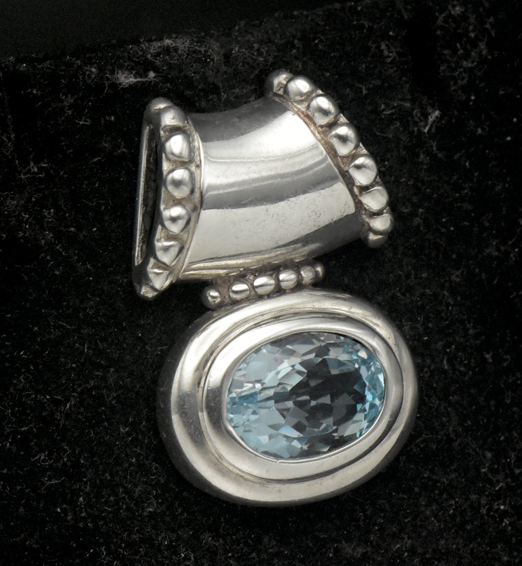 Château d'Argent - Vintage Blue Topaz Sterling Silver Slide Pendant