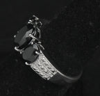 Vintage Sterling Silver Black Tourmaline Ring - Size 7
