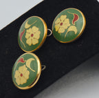 La Mode - Vintage Brass and Enamel Floral Buttons