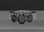 Vintage Sterling Silver Black Tourmaline Ring - Size 7