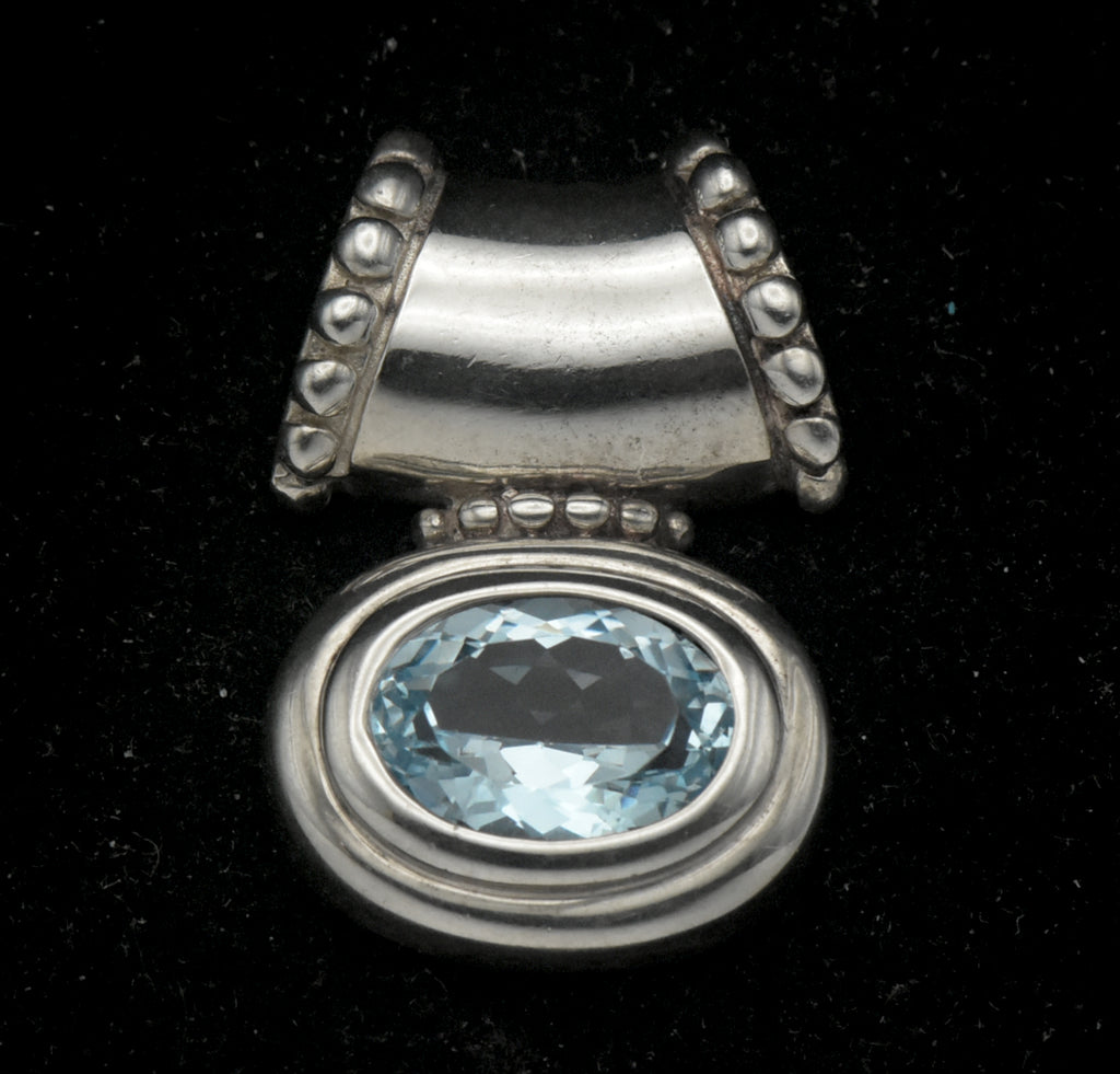 Château d'Argent - Vintage Blue Topaz Sterling Silver Slide Pendant