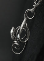 Vintage Handmade Bent Wire Abstract Pendant on Chain Necklace - 24"