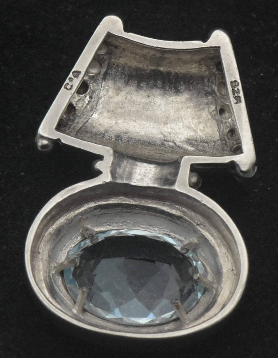 Château d'Argent - Vintage Blue Topaz Sterling Silver Slide Pendant