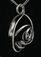 Vintage Handmade Bent Wire Abstract Pendant on Chain Necklace - 24"