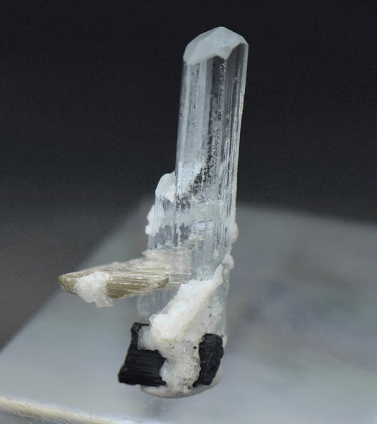 Aquamarine Crystal with Mica and Black Tourmaline Mineral Specimen - Pakistan